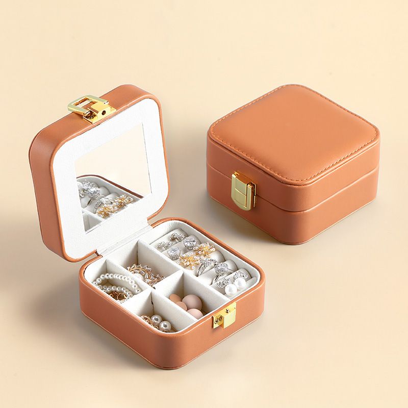 Fashion Solid Color Pu Leather Jewelry Boxes