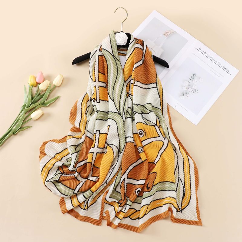 Women's Fashion Horse Imitation Cotton And Linen Printing Silk Scarves