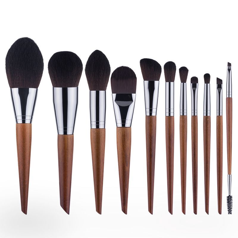 Simple Style Brown Artificial Fiber Wooden Handle Makeup Brushes 1 Set