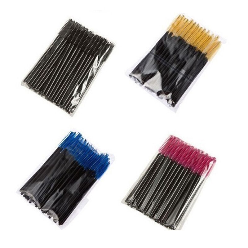 Brosses En Plastique En Nylon De Cil De Poignée En Plastique Jaune Bleue Rose De Mode