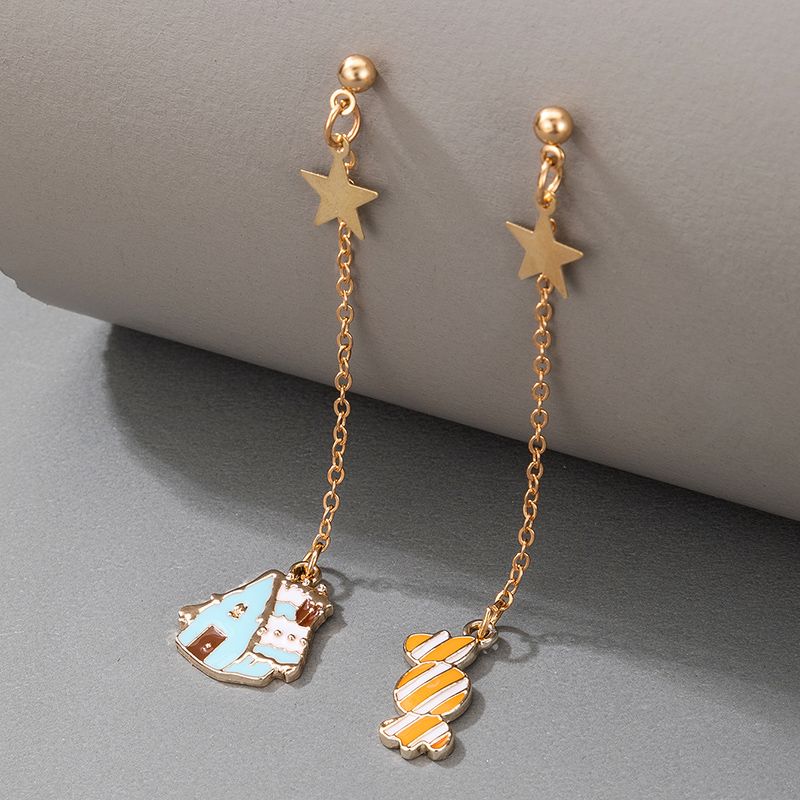 Simple Style Christmas House Alloy Plating Drop Earrings 1 Pair
