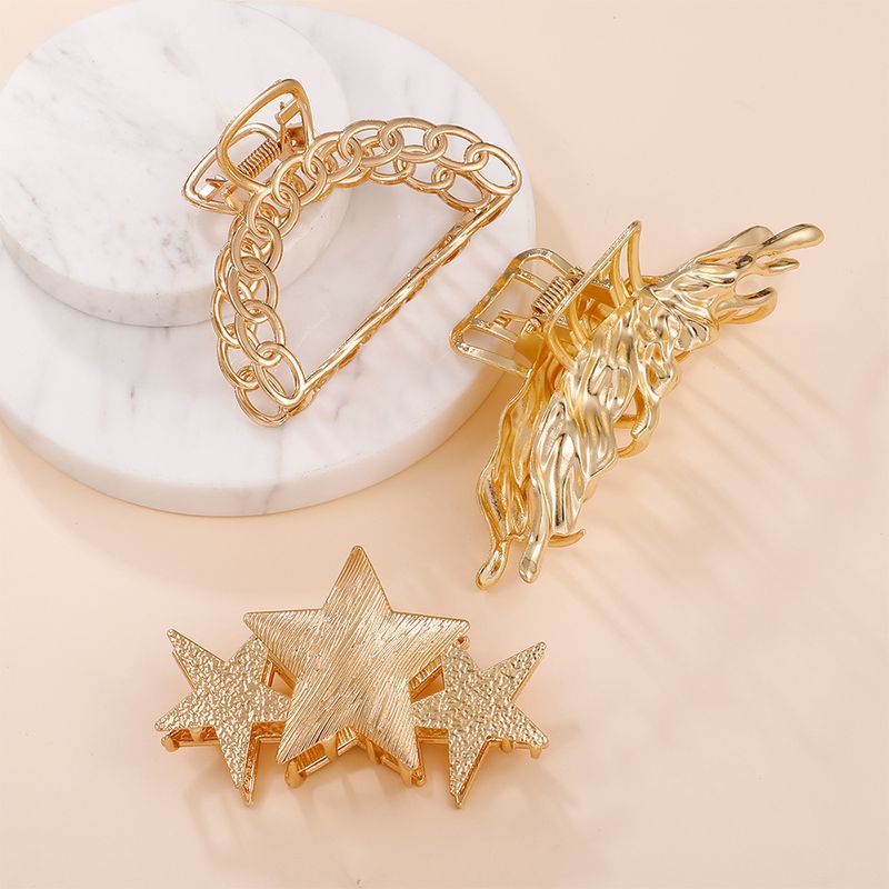 Retro Geometric Star Butterfly Alloy Plating Hair Claws 1 Set