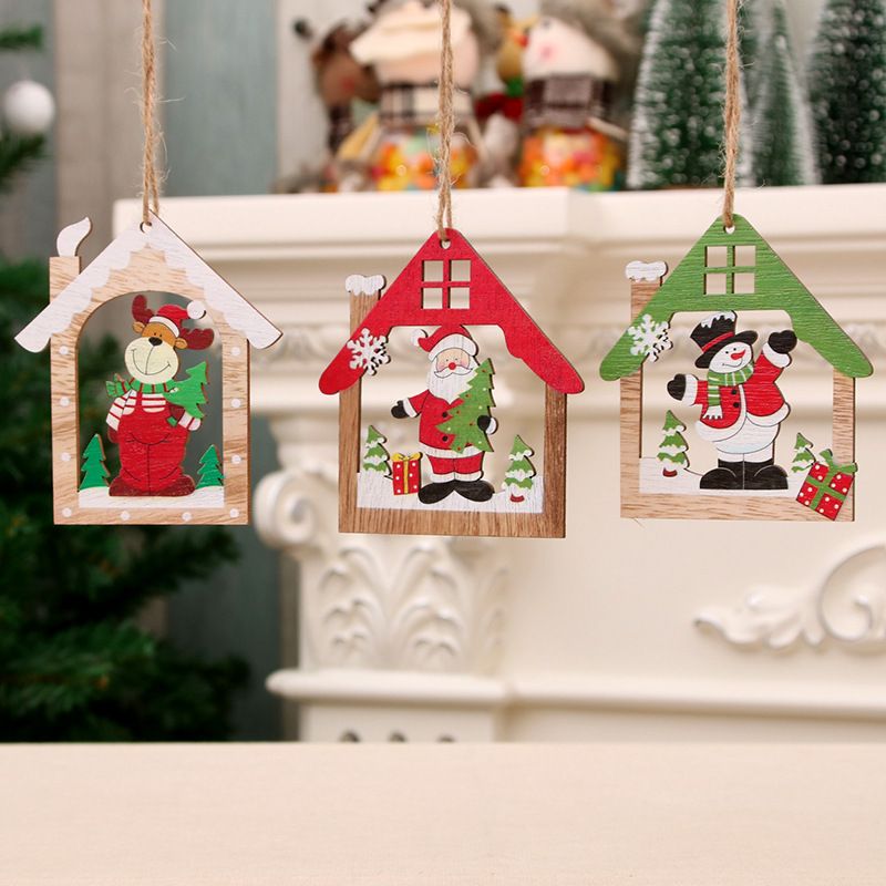Christmas Christmas Tree Snowman Wood Party Hanging Ornaments