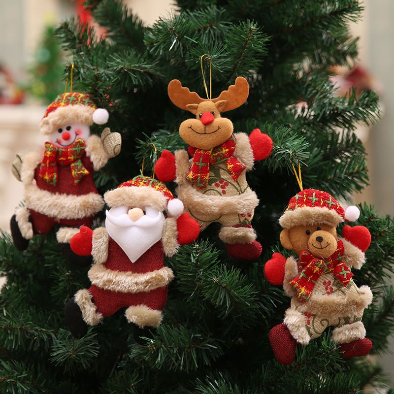 Weihnachten Weihnachtsmann Schneemann Tuch Gruppe Hängende Ornamente