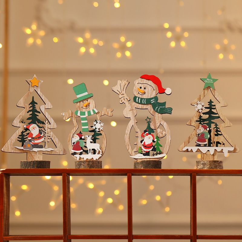 Christmas Christmas Tree Santa Claus Snowman Wood Party Ornaments