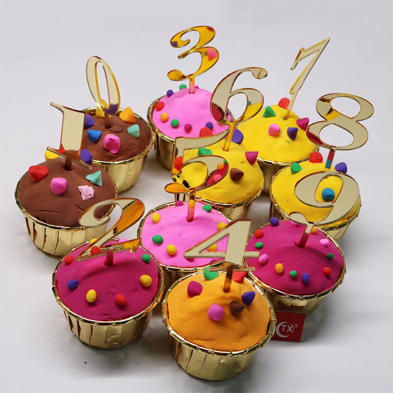 Cumpleaños Número Arílico Fiesta Suministros De Decoración De Pasteles