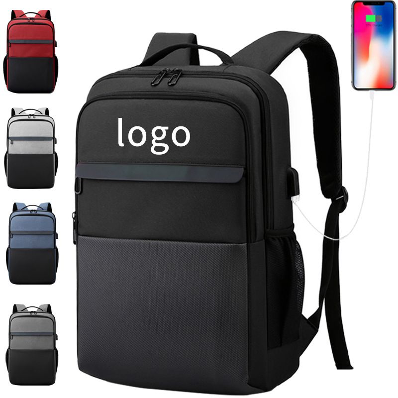Fashion Solid Color Square Zipper Functional Backpack