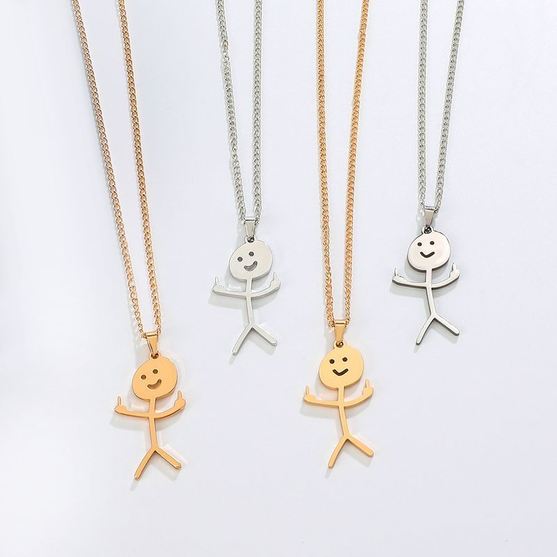 Stainless Steel Simple Style Plating Cartoon Character Pendant Necklace