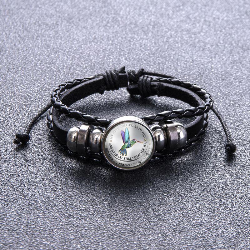 Fashion Butterfly Bird Pu Leather Inlay Gem Bracelets 1 Piece