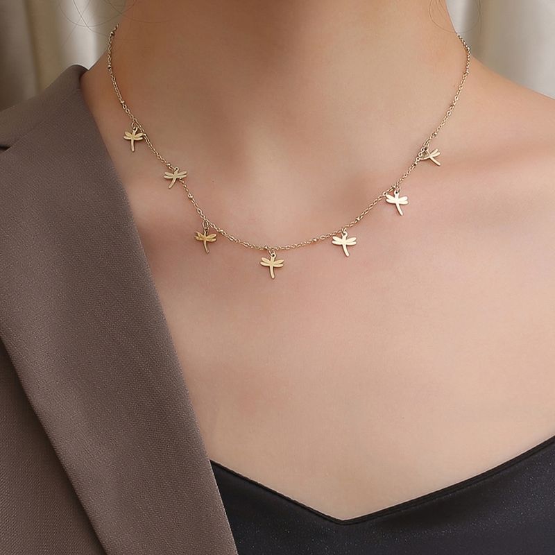 Fashion Dragonfly Stainless Steel Plating Necklace