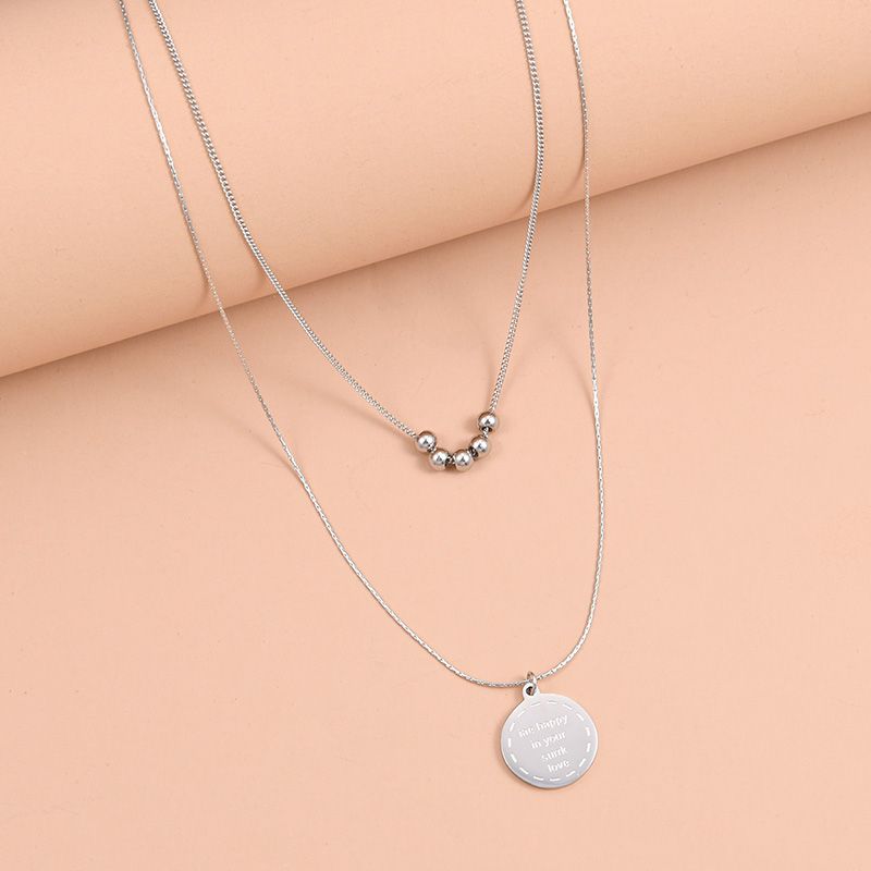 Stainless Steel Simple Style Plating Geometric Layered Necklaces