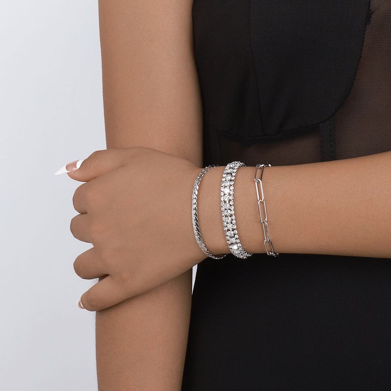 Mode Géométrique Le Fer Strass Artificiels Femmes Bracelets