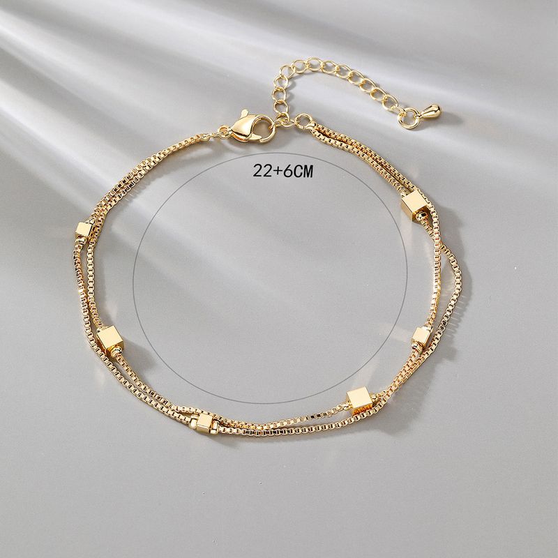 Fashion Splicing Square Copper Plating Anklet 1 Piece