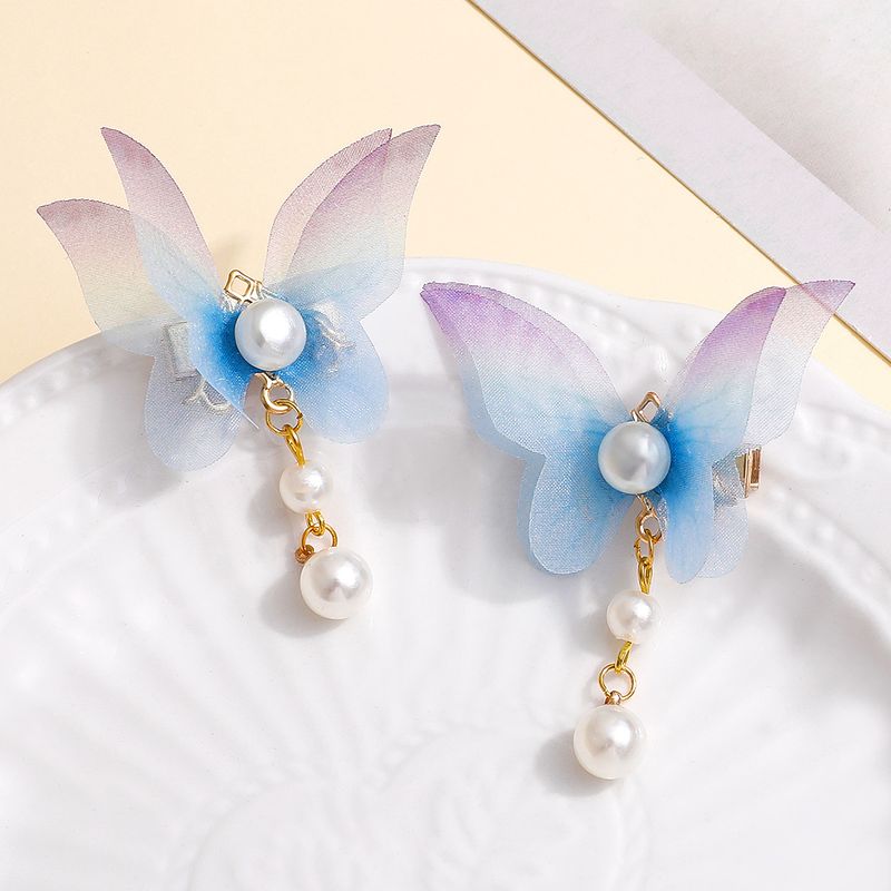 Ethnic Style Butterfly Cloth Artificial Pearl Hair Clip