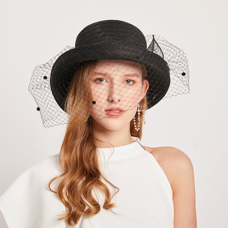 Women's Fashion Solid Color Gauze Crimping Straw Hat