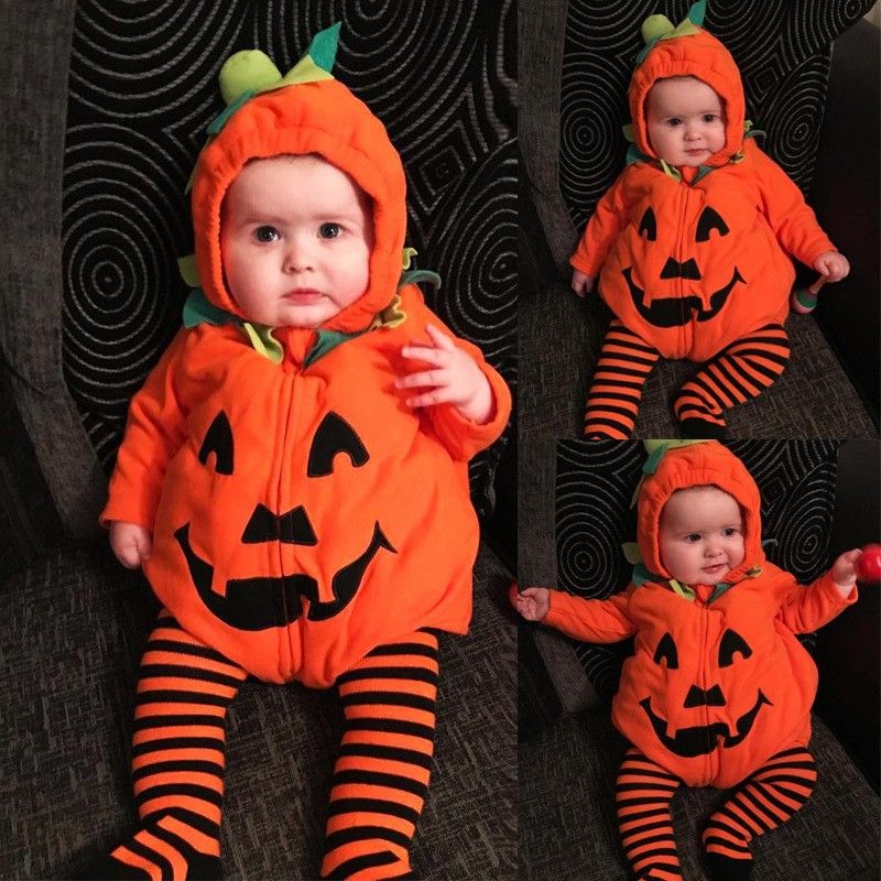 Funny Pumpkin Silver Fox Velvet Embroidery Baby Clothes