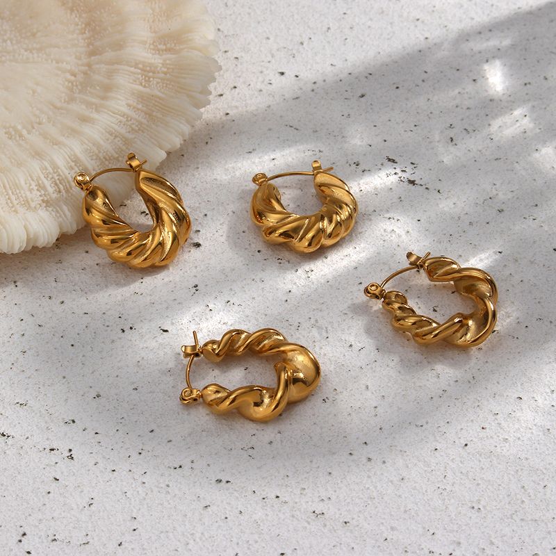 Vintage Style Geometric Stainless Steel Earrings Plating Gold Plated Stainless Steel Earrings