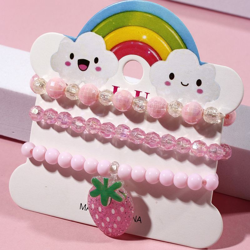 Cute Strawberry Plastic Beaded Bracelets