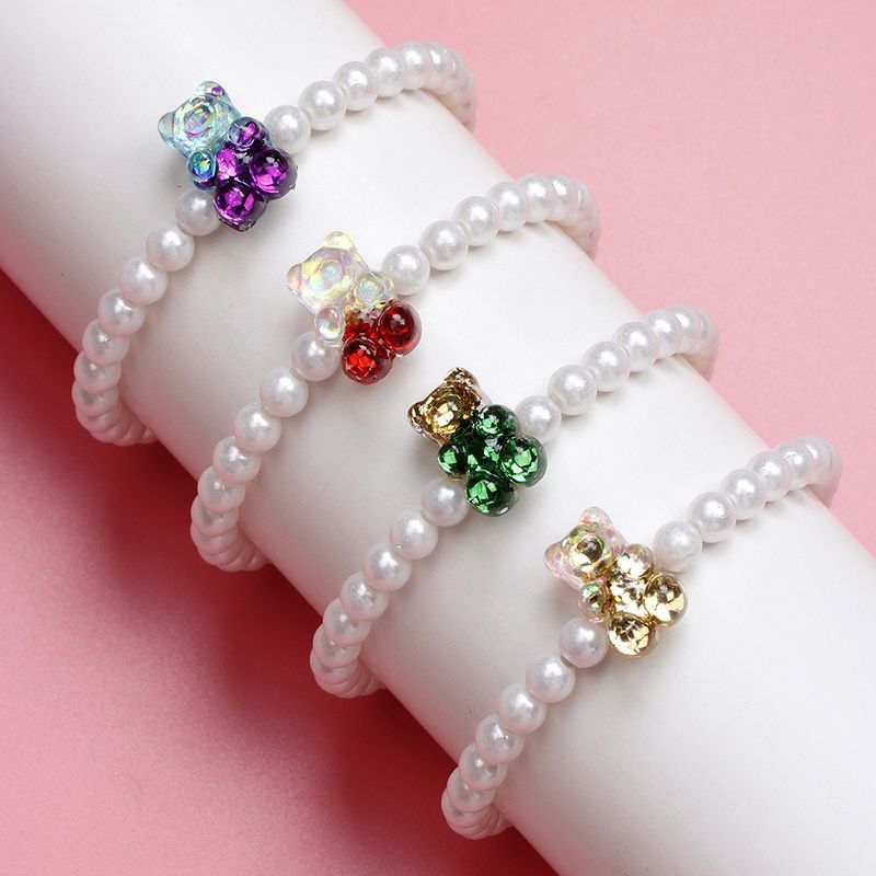 Cute Bear Plastic Handmade Artificial Pearls Bracelets