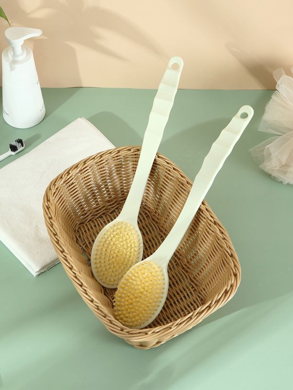 Cepillo De Baño De Color Sólido Con Mango Largo De Plástico Simple