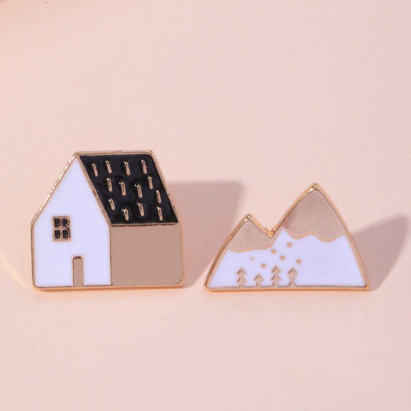 Pastoral House Alloy Plating Brooches