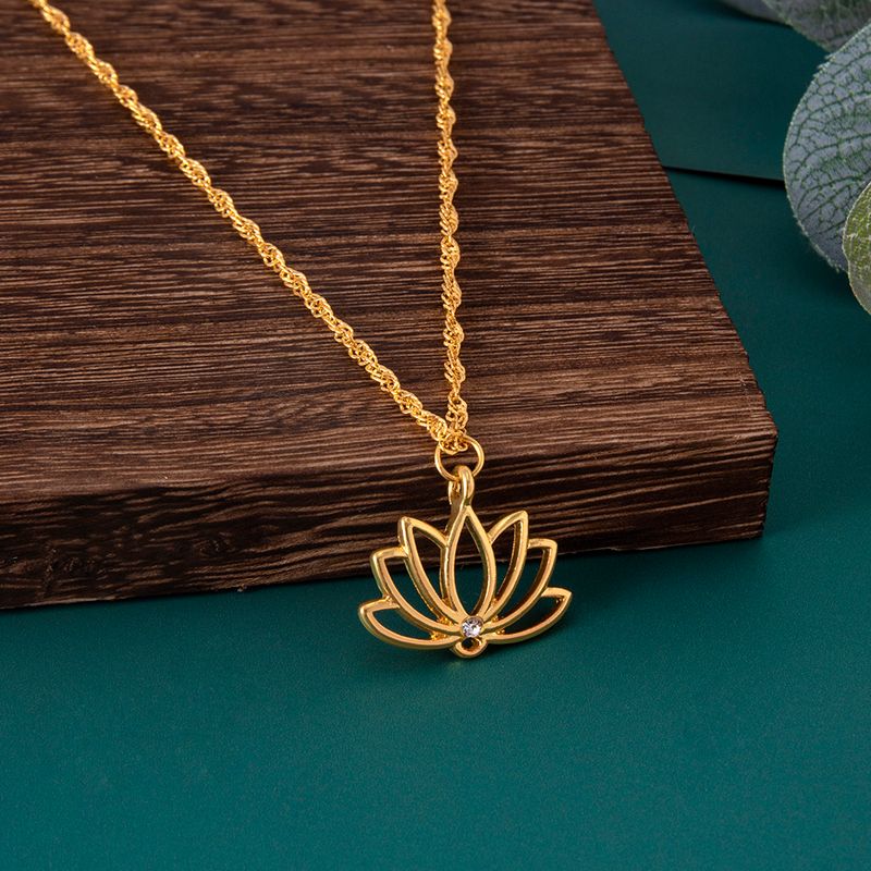 Fashion Lotus Alloy Plating Pendant Necklace 1 Piece
