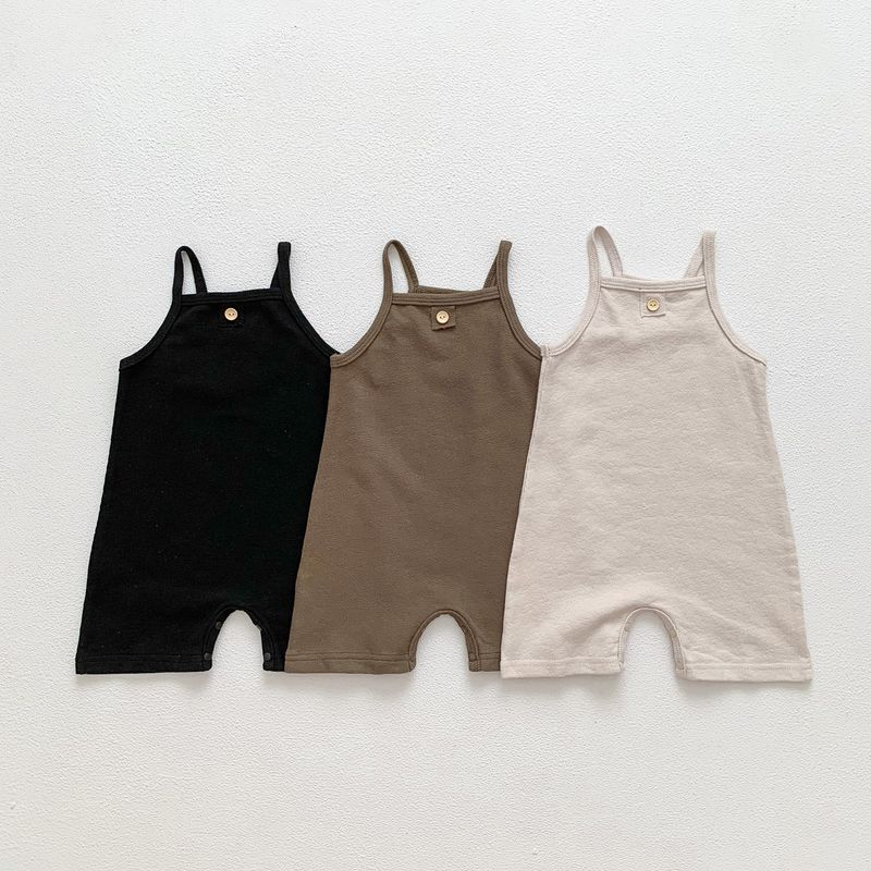 Casual Solid Color Cotton Button Baby Clothes