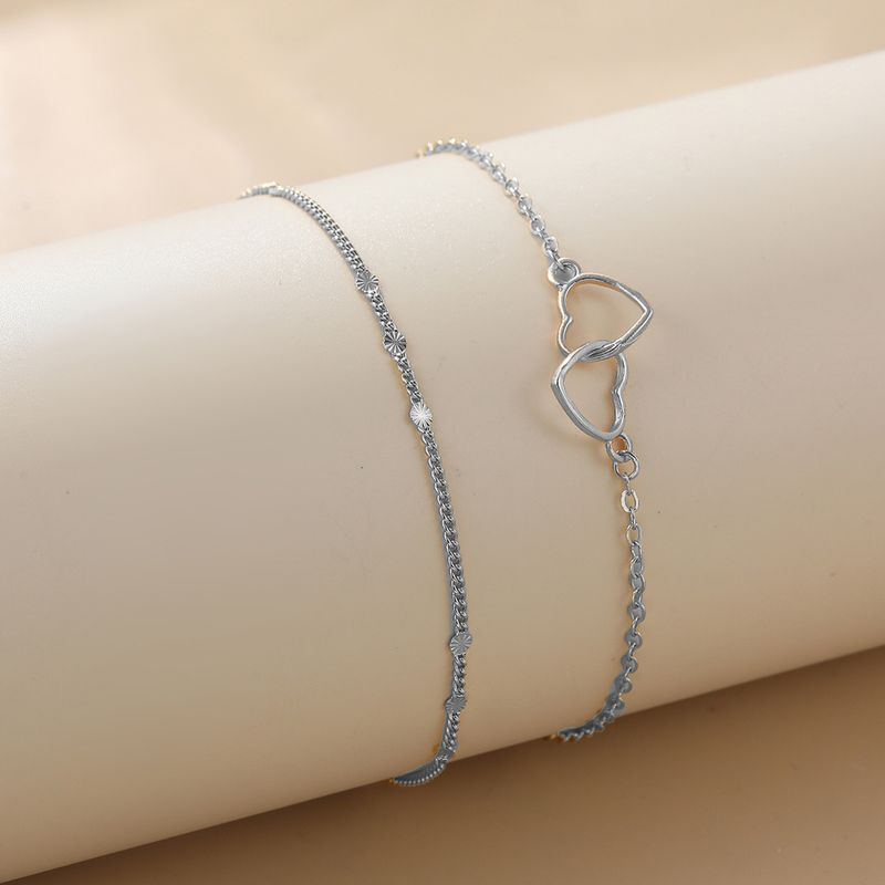 Simple Style Heart Shape Alloy Plating Bracelets 2 Pieces
