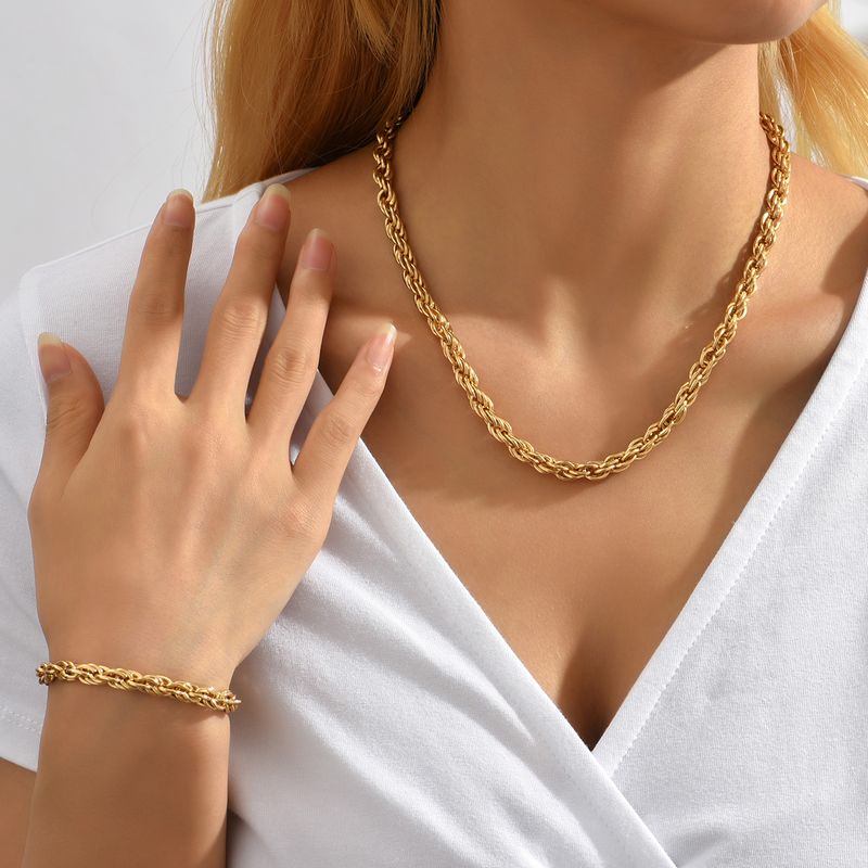 Fashion Solid Color Alloy Chain Alloy Bracelets Necklace