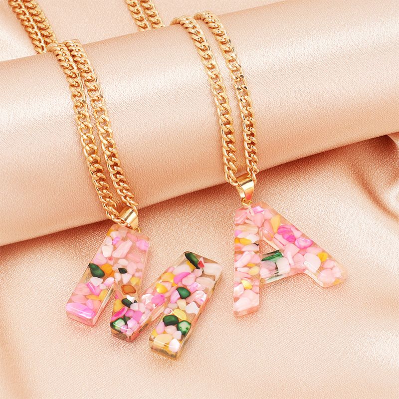 Sweet Letter Resin Chain Necklace