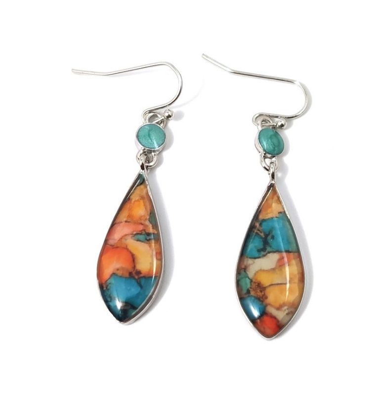 Vintage Style Water Droplets Alloy Inlay Colored Glaze Earrings 1 Set