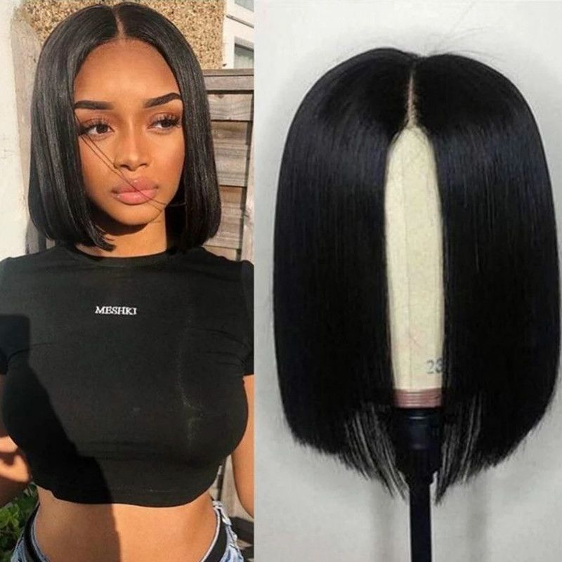 Women's Fashion Casual High-temperature Fiber Air Bangs Short Straight Hair Wigs