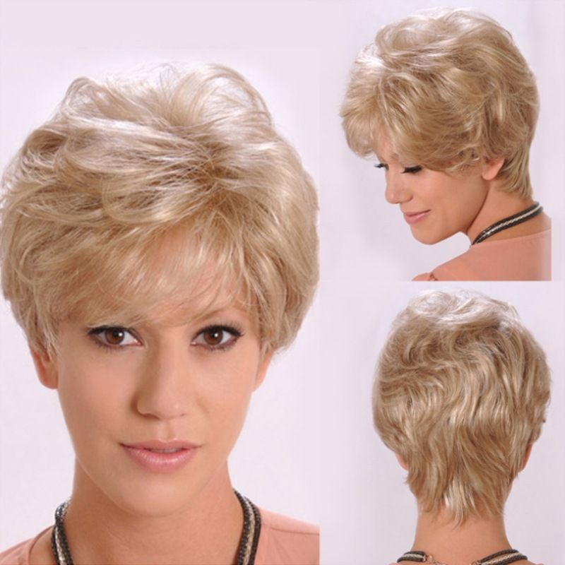 Women's Fashion Stage High-temperature Fiber Slanted Bangs Short Curly Hair Wigs