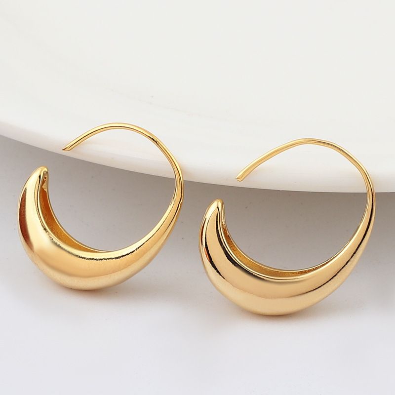 Simple Style C Shape Metal Copper Earrings