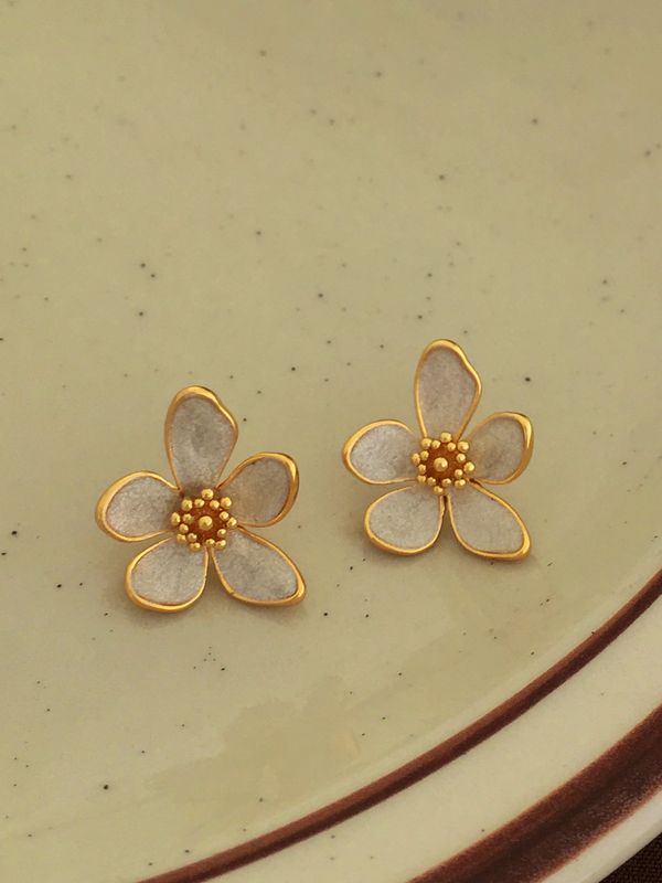 Fairy Style Flower Copper Earrings Plating Copper Earrings