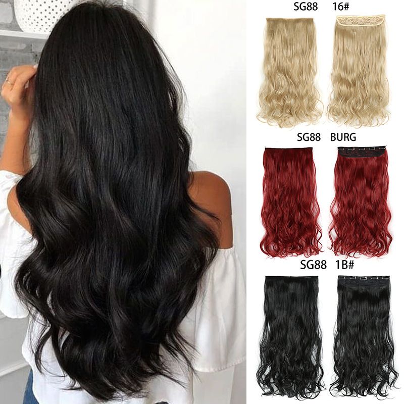 Women's Fashion Dark Black Wine Red Black Party Chemical Fiber Centre Parting Long Curly Hair Wigs