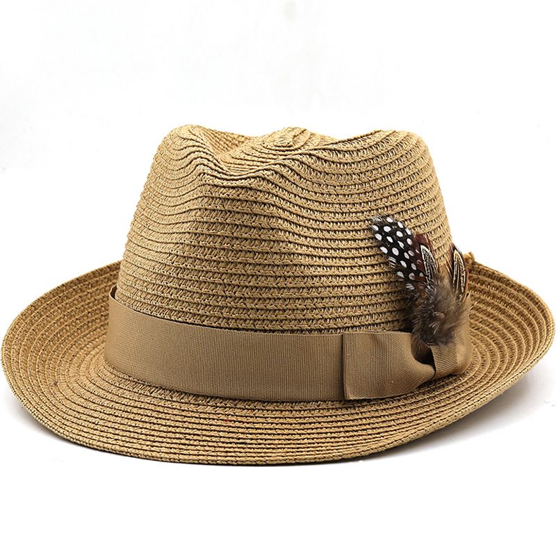 Kid's Beach Feather Sewing Crimping Straw Hat