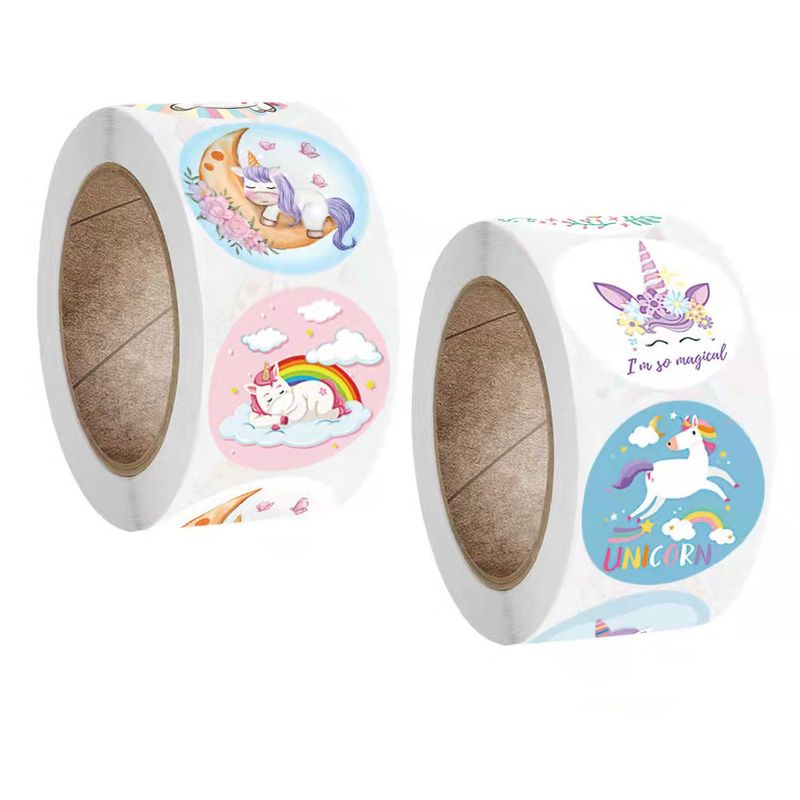 Copper Plate Sticker Pack Cute Cartoon Unicorn Kids Reward Sticker