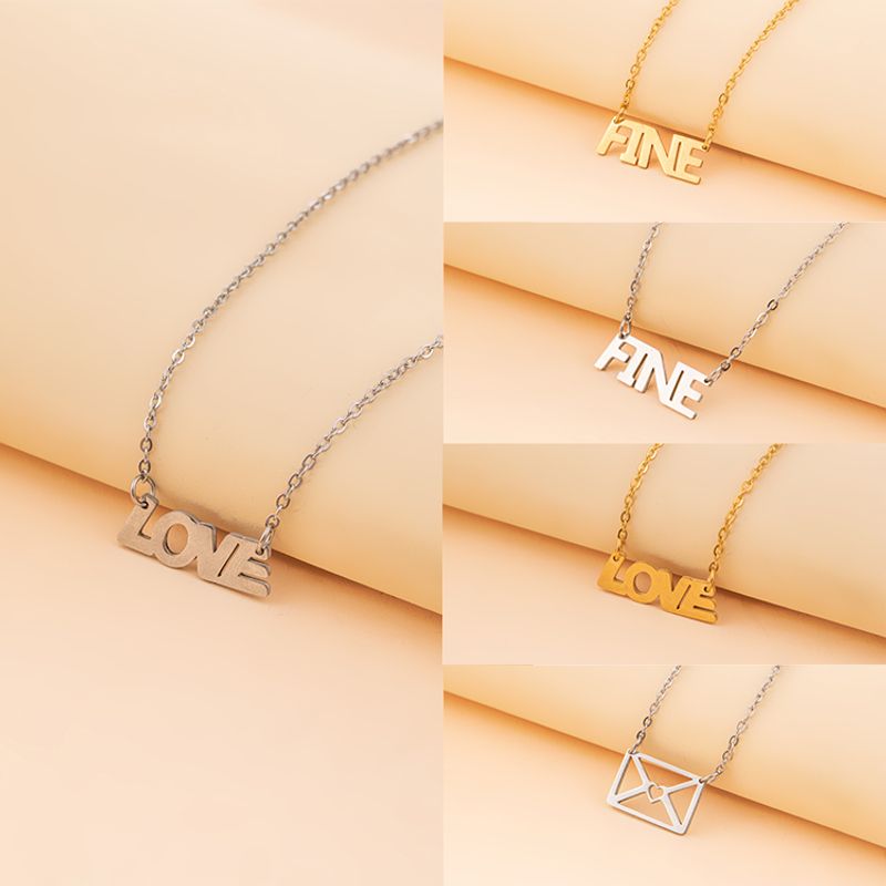 Einfacher Stil Brief Rostfreier Stahl Halskette Mit Anhänger Metall Edelstahl Halsketten