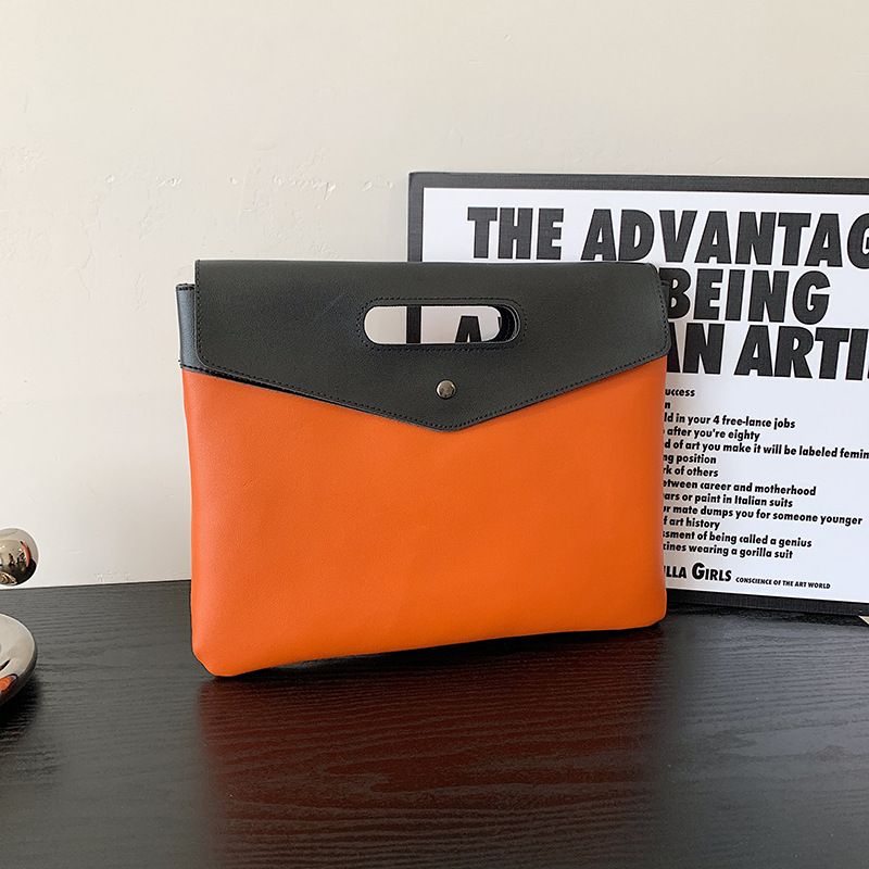 Streetwear Solid Color Square Magnetic Buckle Clutch Bag
