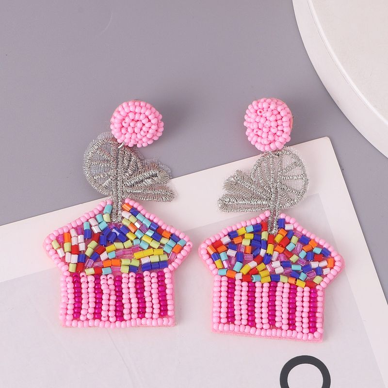 Cute House Resin Beaded Drop Earrings