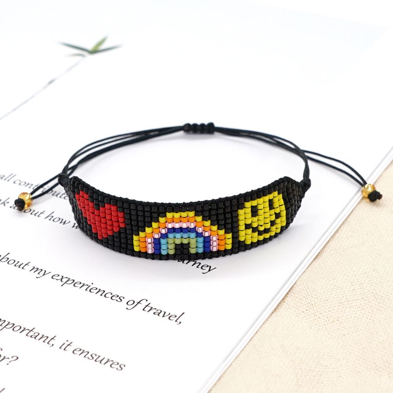 Fashion Heart Shape Smiley Face Glass Beaded Bracelets