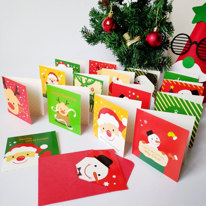 Christmas Santa Claus Snowman Paper Party Card