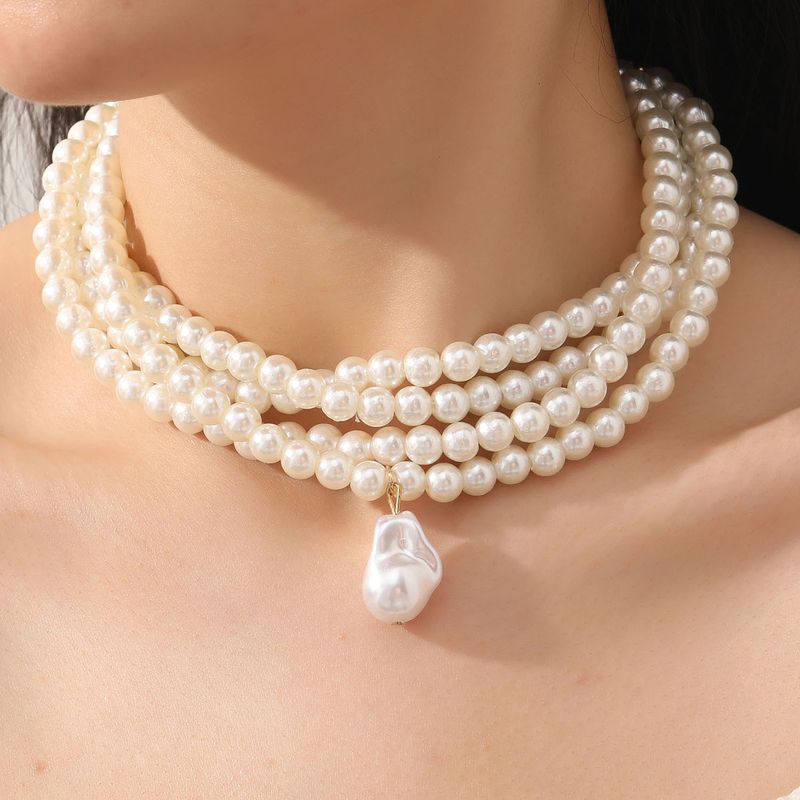 Fashion Irregular Artificial Pearl Beaded Layered Necklaces