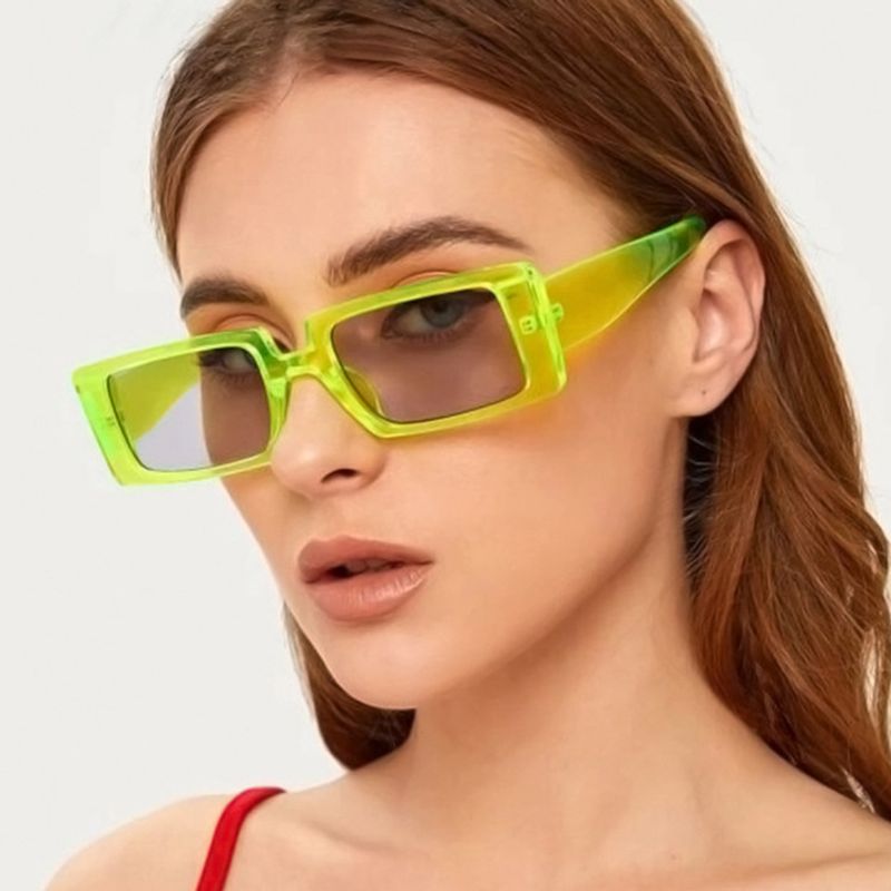 Gafas De Sol Cuadradas De Moda Verde Fluorescente