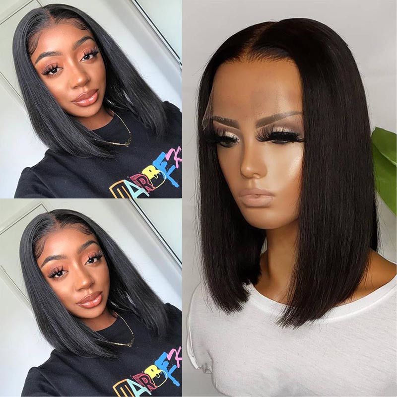 Women's Fashion Street High Temperature Wire Centre Parting Short Straight Hair Wigs