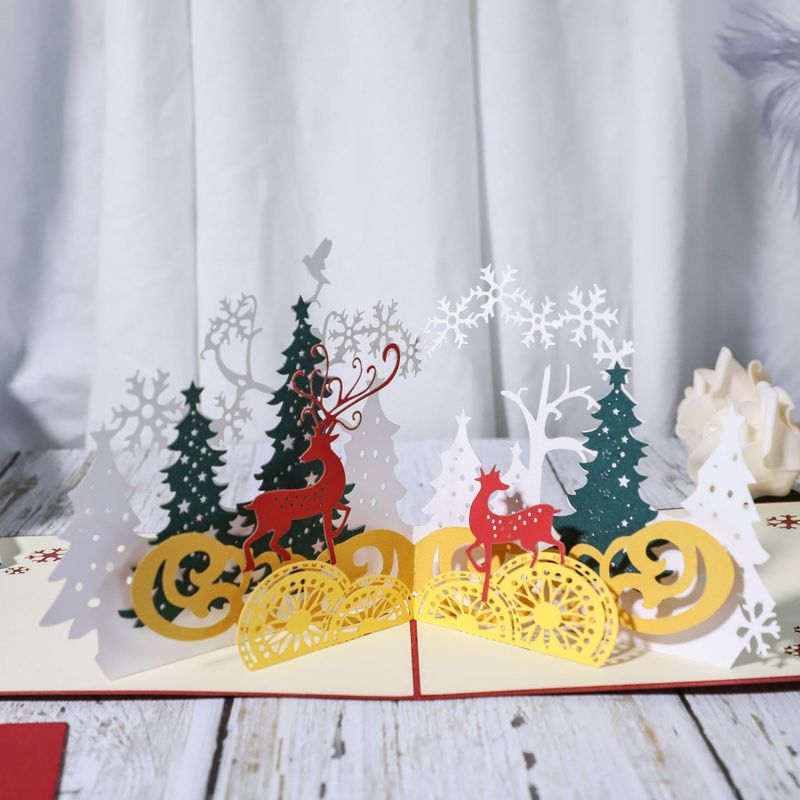 Christmas Christmas Tree Elk Paper Party Card