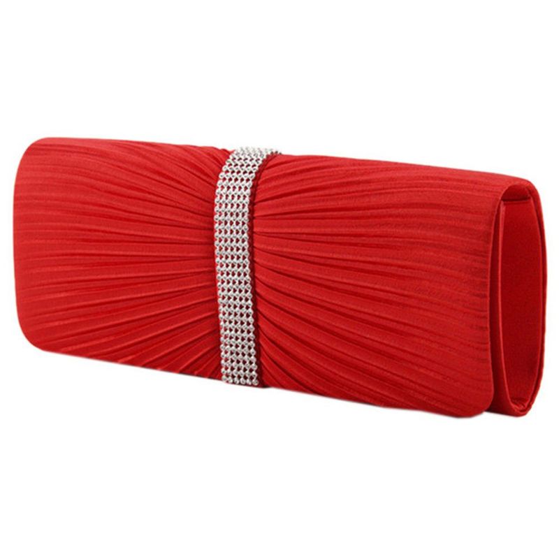 Women's Medium Satin Solid Color Fashion Rhinestone Square Magnetic Buckle Evening Bag