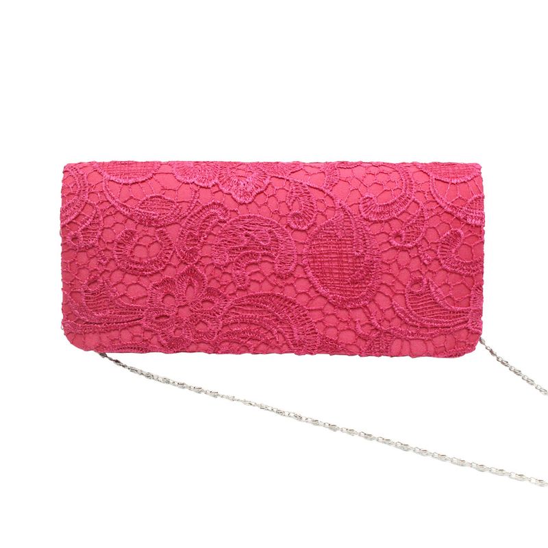 Women's Medium All Seasons Silk Surface Solid Color Fashion Lace Square Magnetic Buckle Evening Bag