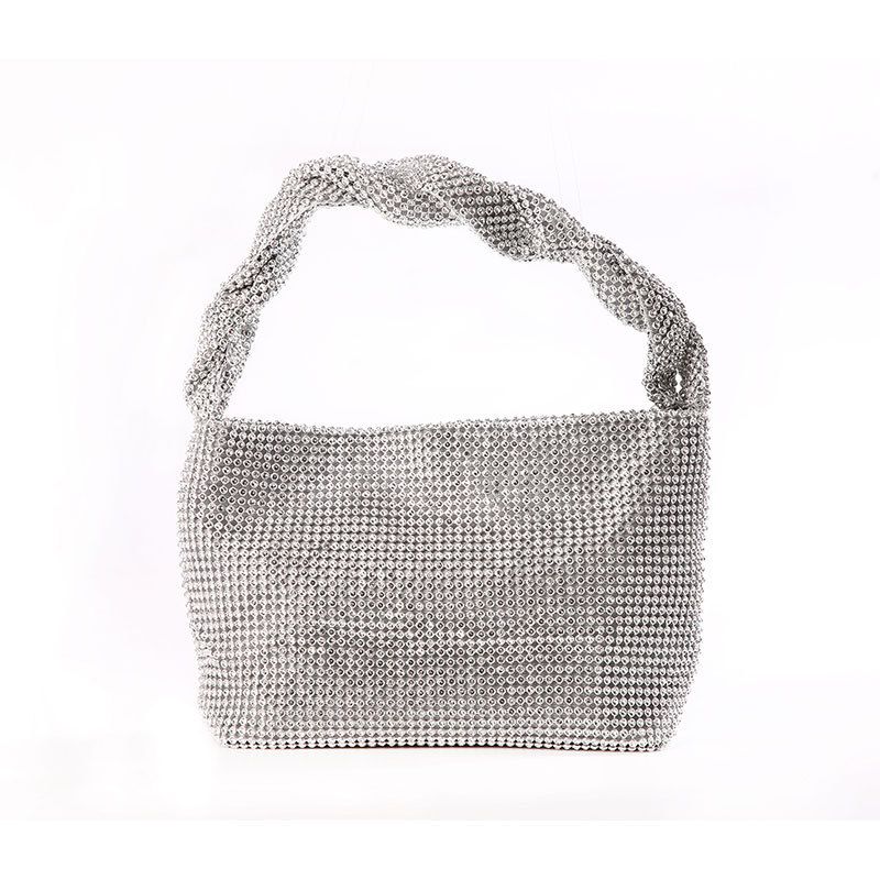 Women's Small Spring&summer Polyester Solid Color Fashion Rhinestone Square Magnetic Buckle Handbag